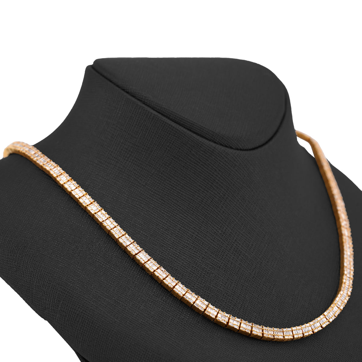 10K Yellow Gold All Baguette Natural Diamond 8CT Tennis Chain 21" Men Necklace — view 9