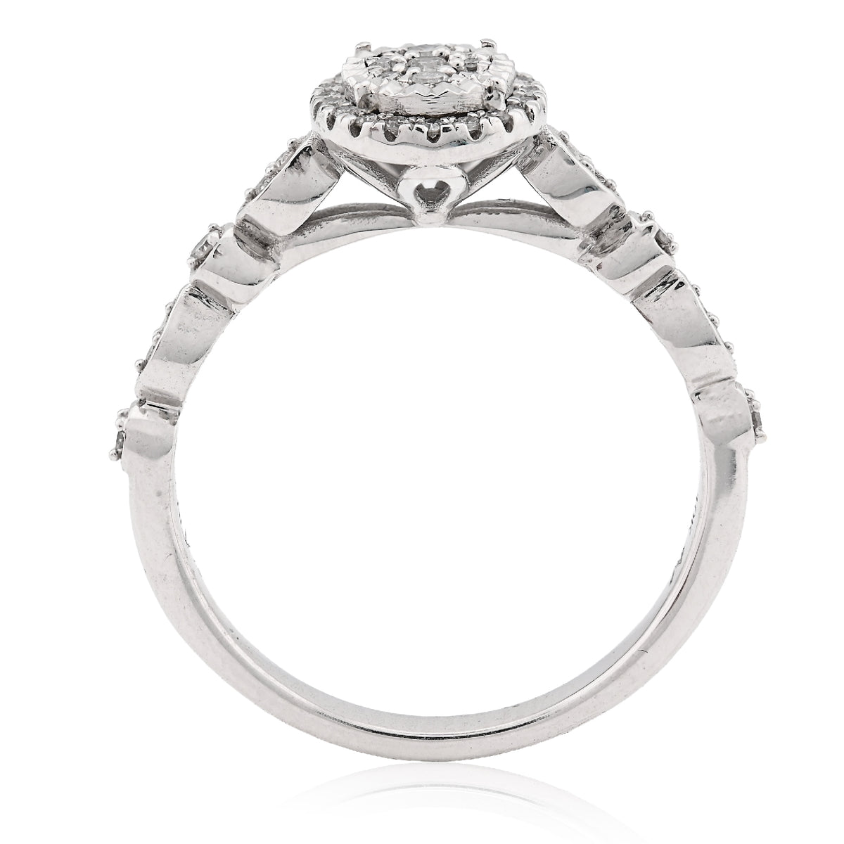 10K White Gold 0.20CT Natural Diamond Oval Shape Women Band Ring — view 6