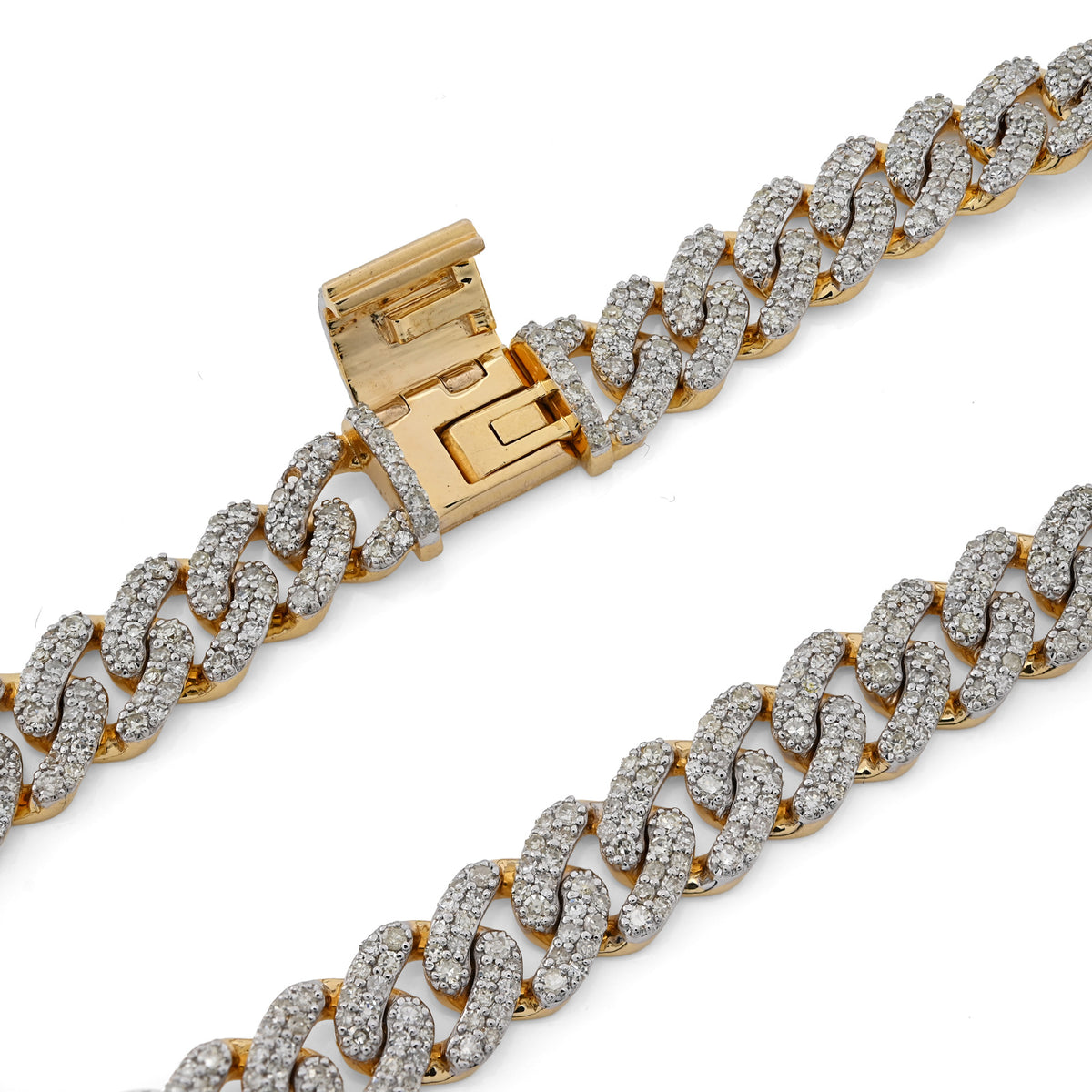 10K Yellow Gold 3.8 CT Natural Diamond Cuban Link Mens Bracelet 8 MM 8" — view 9