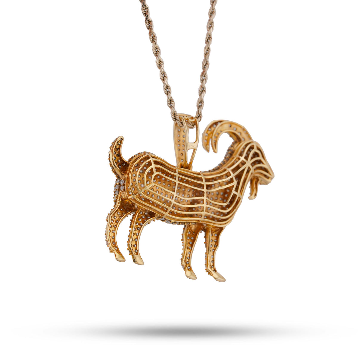 10K Yellow Gold GOAT 5.85CT Natural Diamond Charm 5.85CT Pendant — view 3