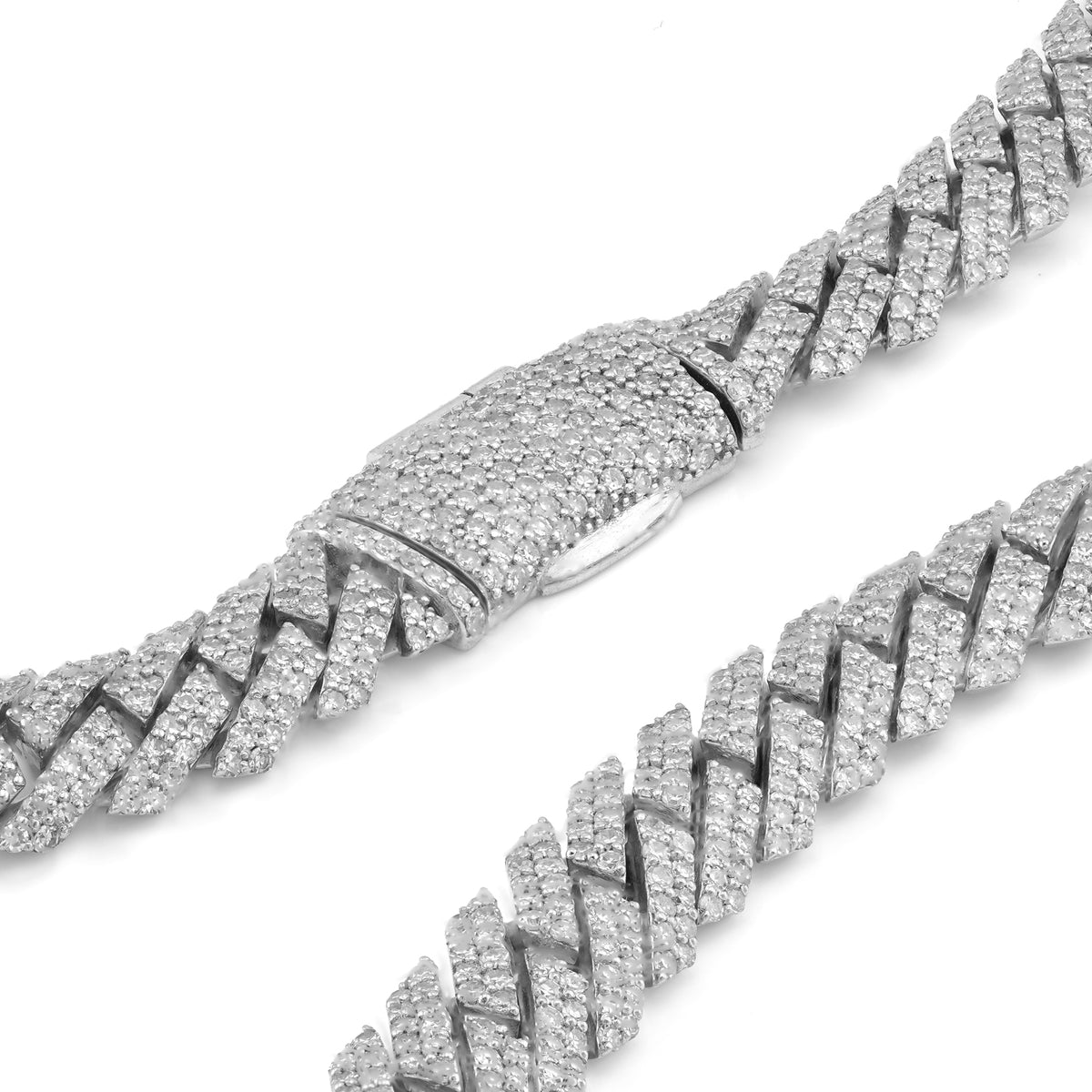 925 SS 22.85CT Lab Diamond 10MM Snake Cuban Link Chain 10MM 22" — view 7