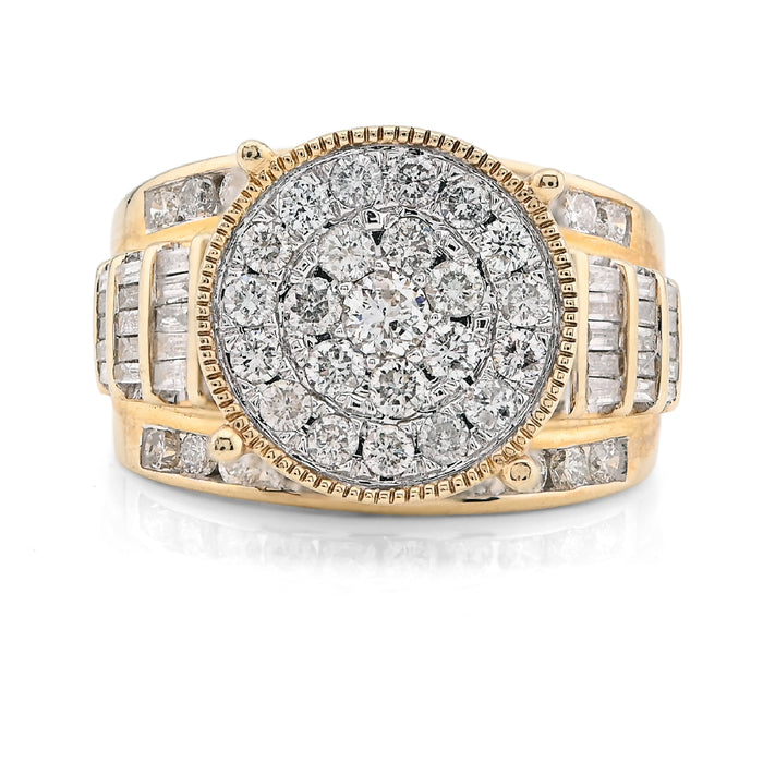 10K Yellow Gold 2 CT Natural Diamond Round/Baguette Natural Diamond Women Wedding Ring  — view 1