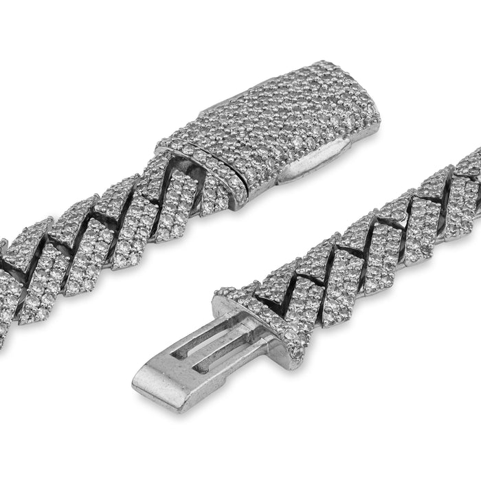 925 SS 13.15CT Lab Diamond 8MM Snake Cuban Link Men Women 21.5" Chain Necklace — view 1