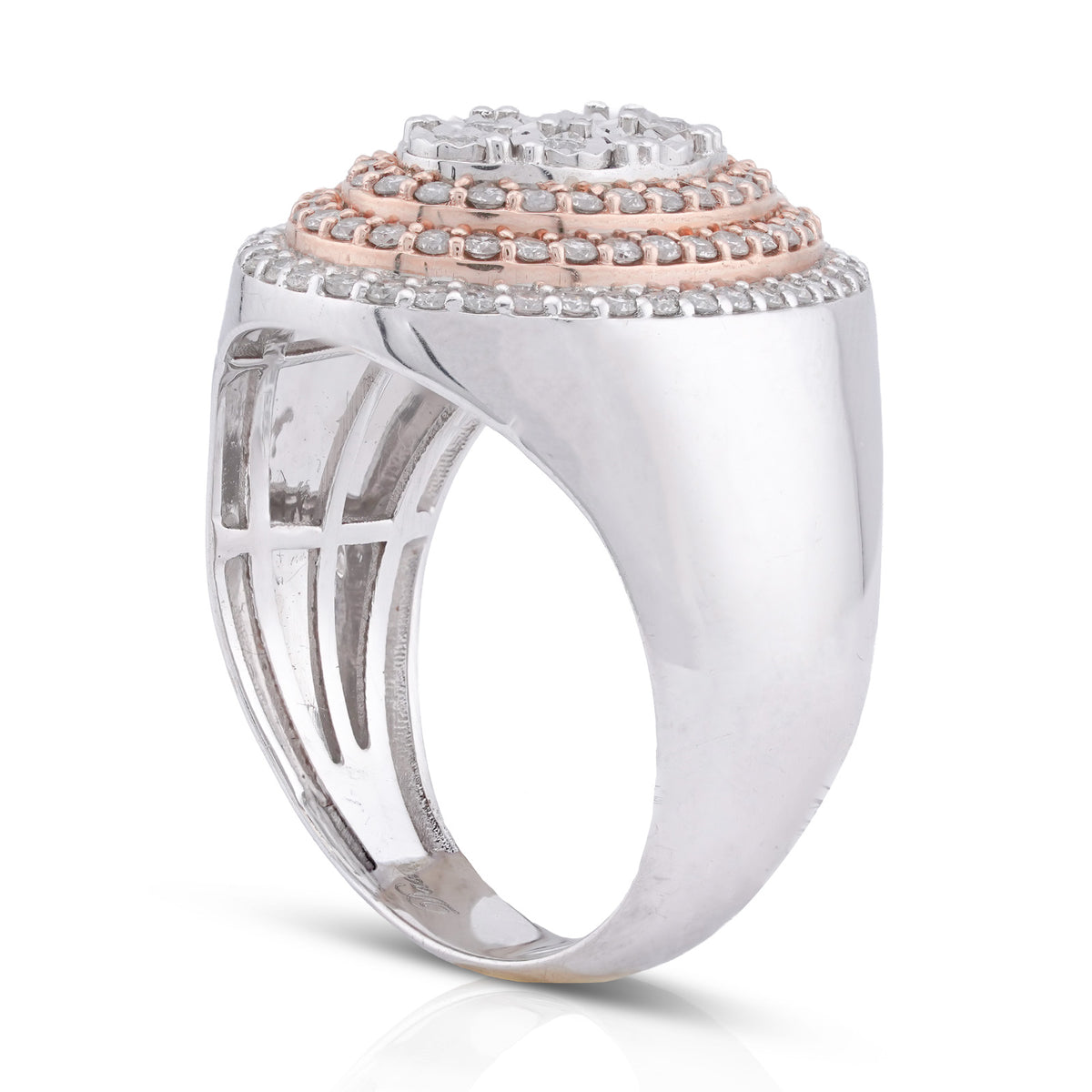 Oval Halo Three Tone 1ct Natural Diamond 10K Gold Men Ring