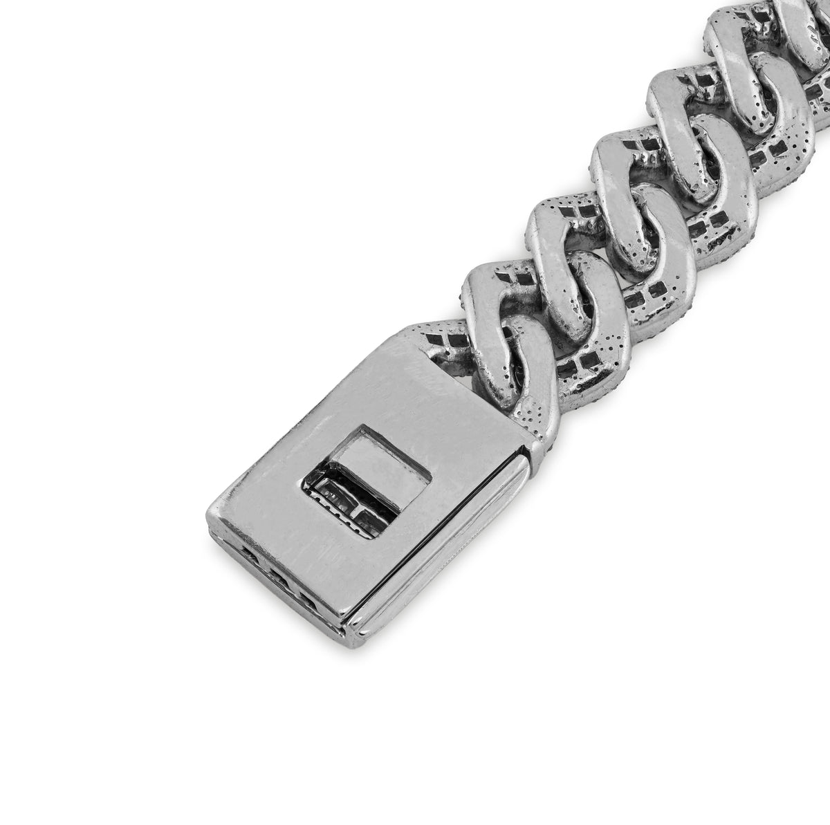 925 SS 9.63CT Natural Diamond Round/Baguette 12MM 8" Cuban Link Men Bracelet 46.5g — view 6
