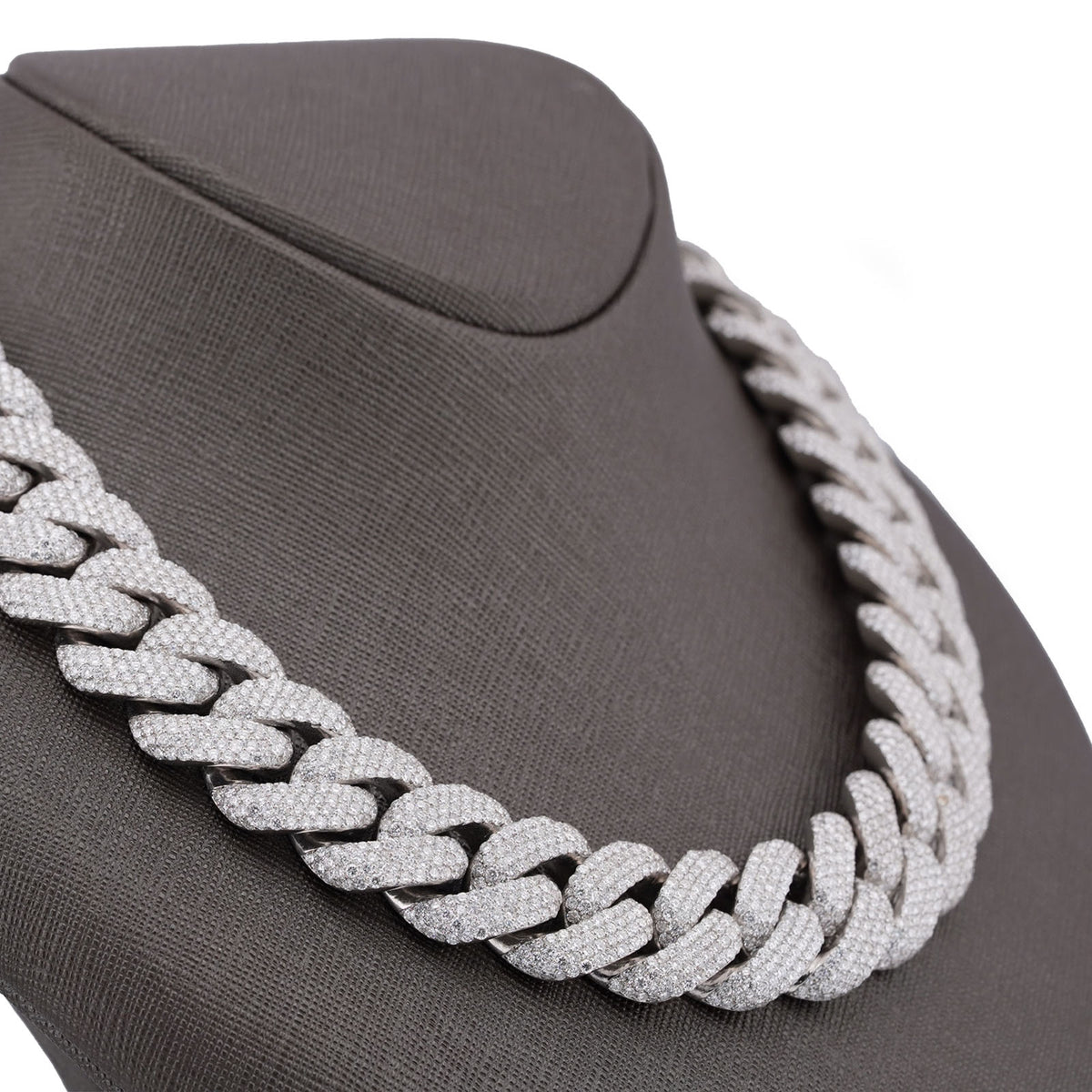 925 SS 20MM 76.45CT Cuban Link 447.2 Grams Lab Diamond 22" Men Chain — view 8
