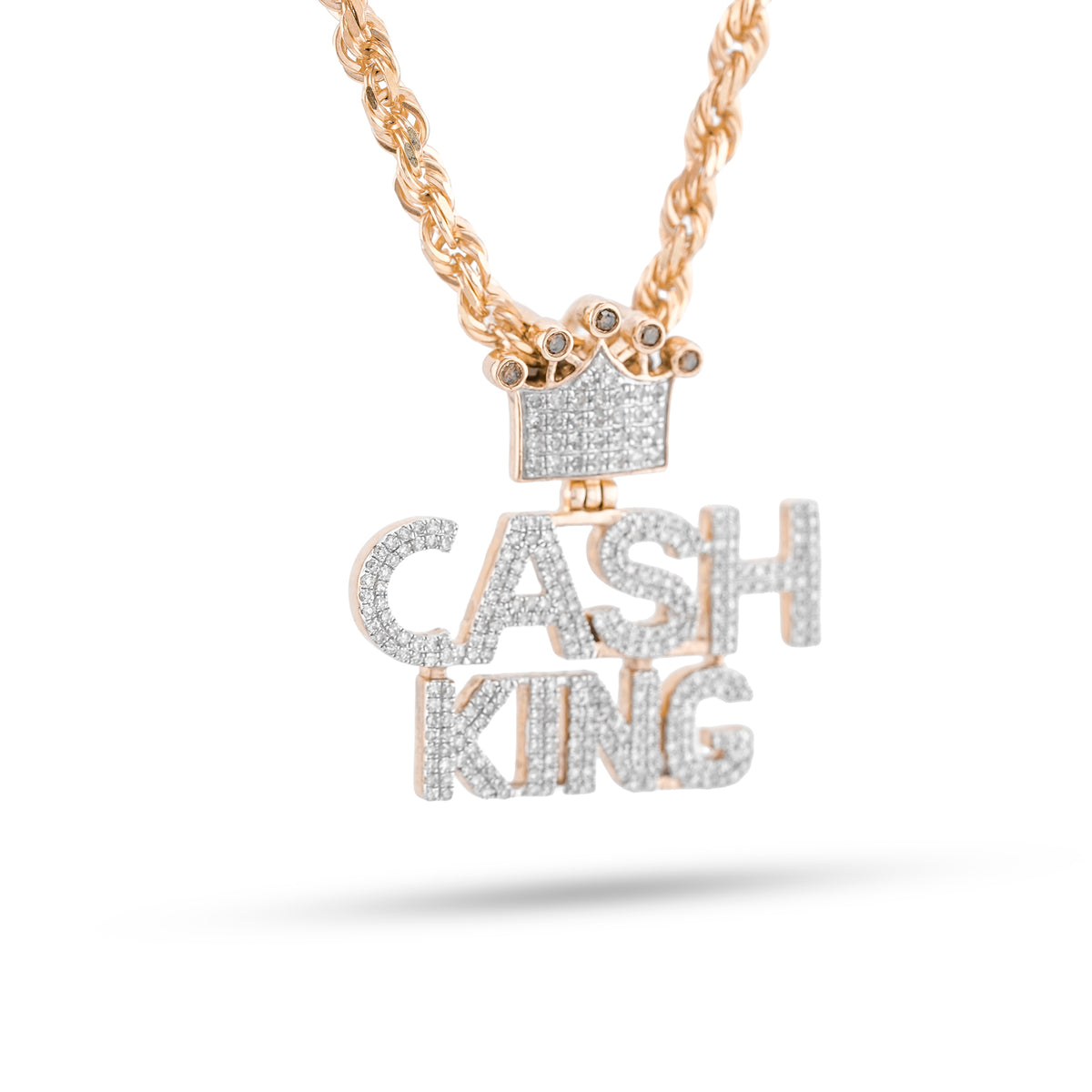 CASH KING Charm w/ Crown Bail 1.06ct Natural Diamond 10K Gold Men Pendant