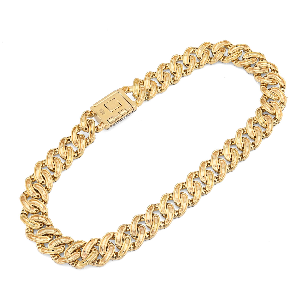 10K Yellow Gold 3.8 CT Natural Diamond Cuban Link Mens Bracelet 8 MM 8" — view 4