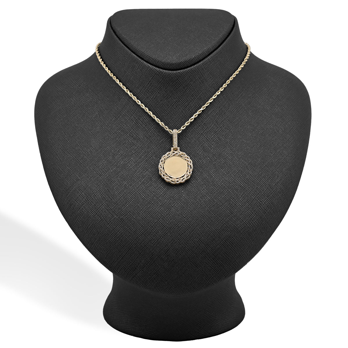 10K yellow Gold 0.50 CT natural Diamond Memory Pendant Picture Men Women Charm — view 4