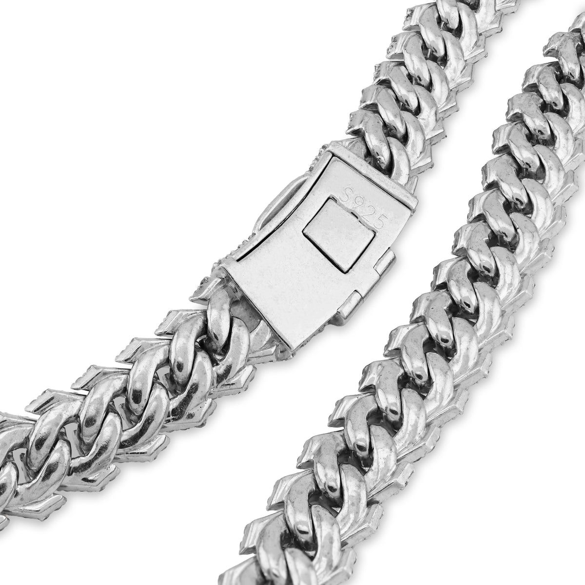 925 SS 26.45CT Lab Diamond 11MM Snake Cuban Link Men Chain 21" Necklace — view 6