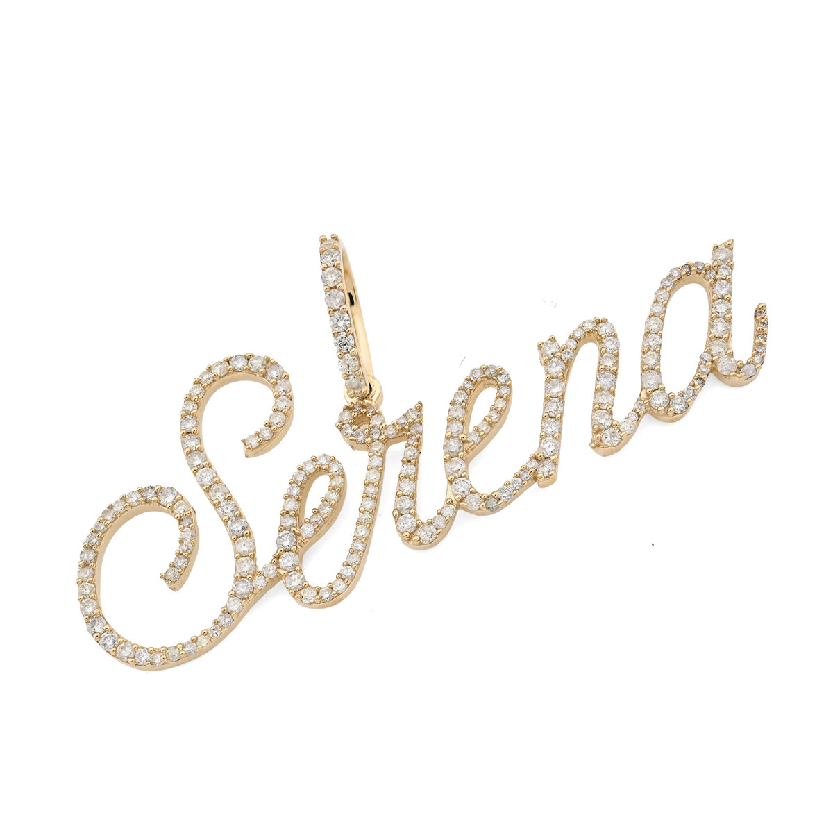 10K Yellow Gold 1 CT Natural Diamond "SERENA" Name Pendant 3.1 g Women Charm — view 9