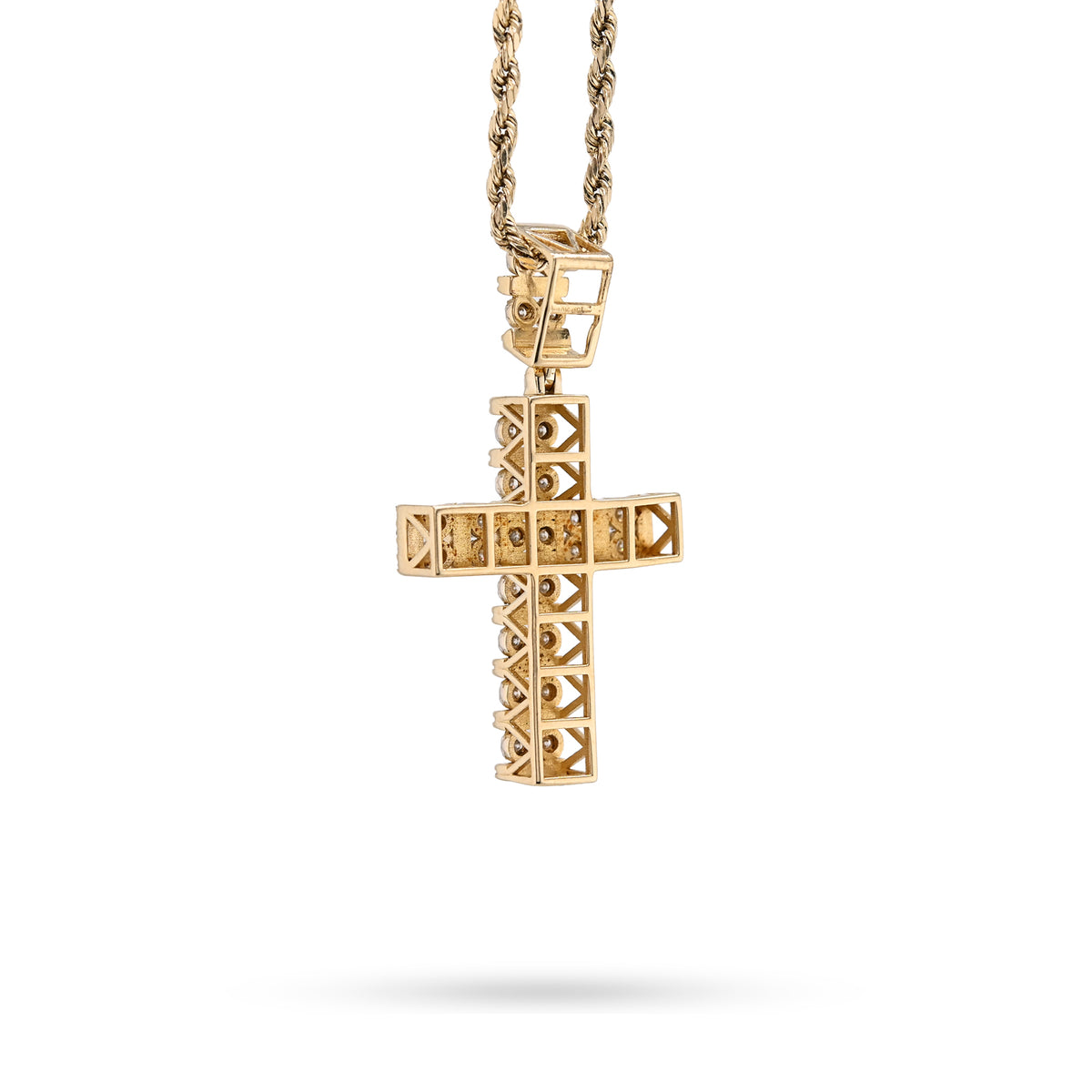 10K Yellow Gold 1.0 CT Natural Diamond Religious Cross Cage Back Men Women Pendant — view 6