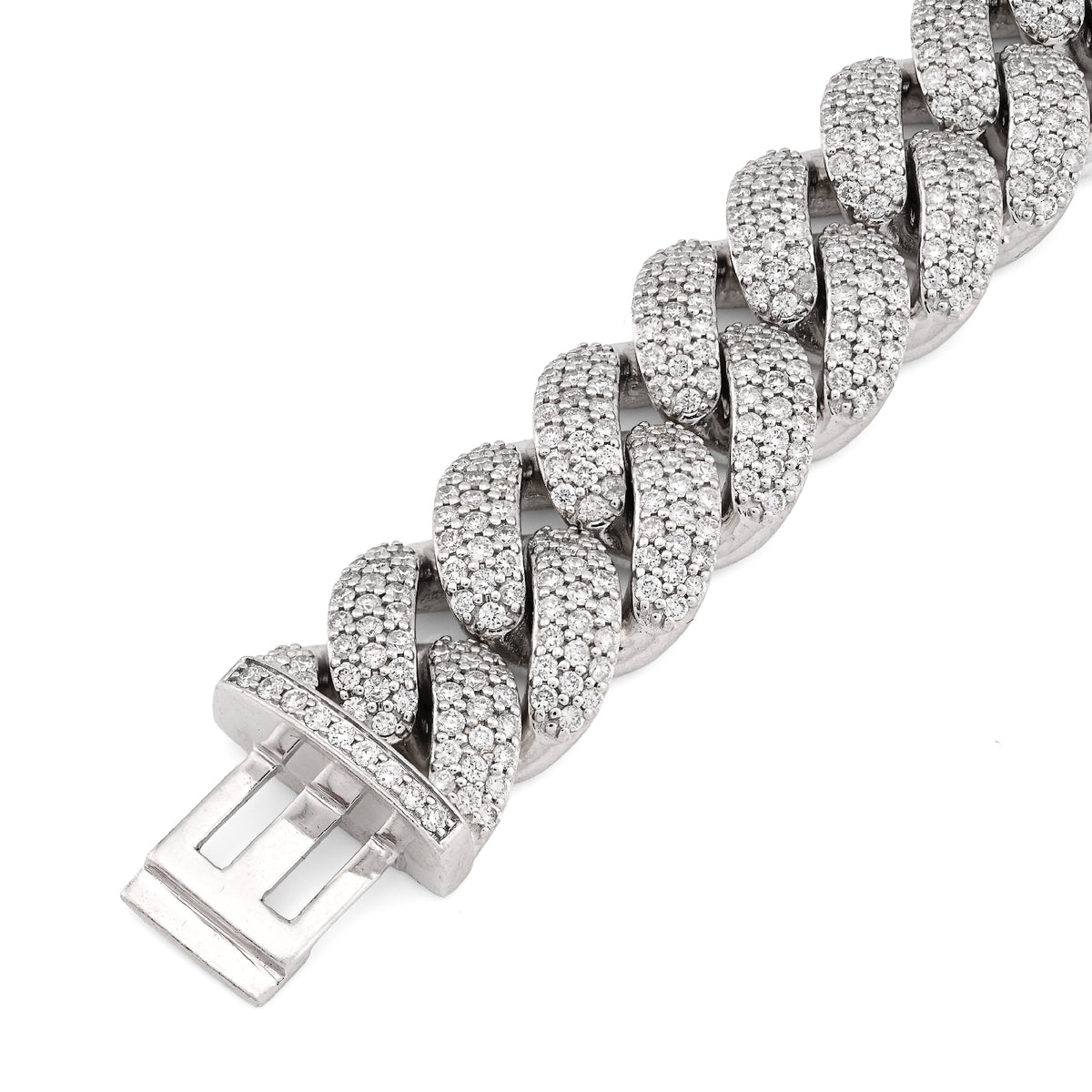 10K White Gold 10.31CT 100g Natural Diamond 14MM Cuban Link Bracelet Men 8" — view 4