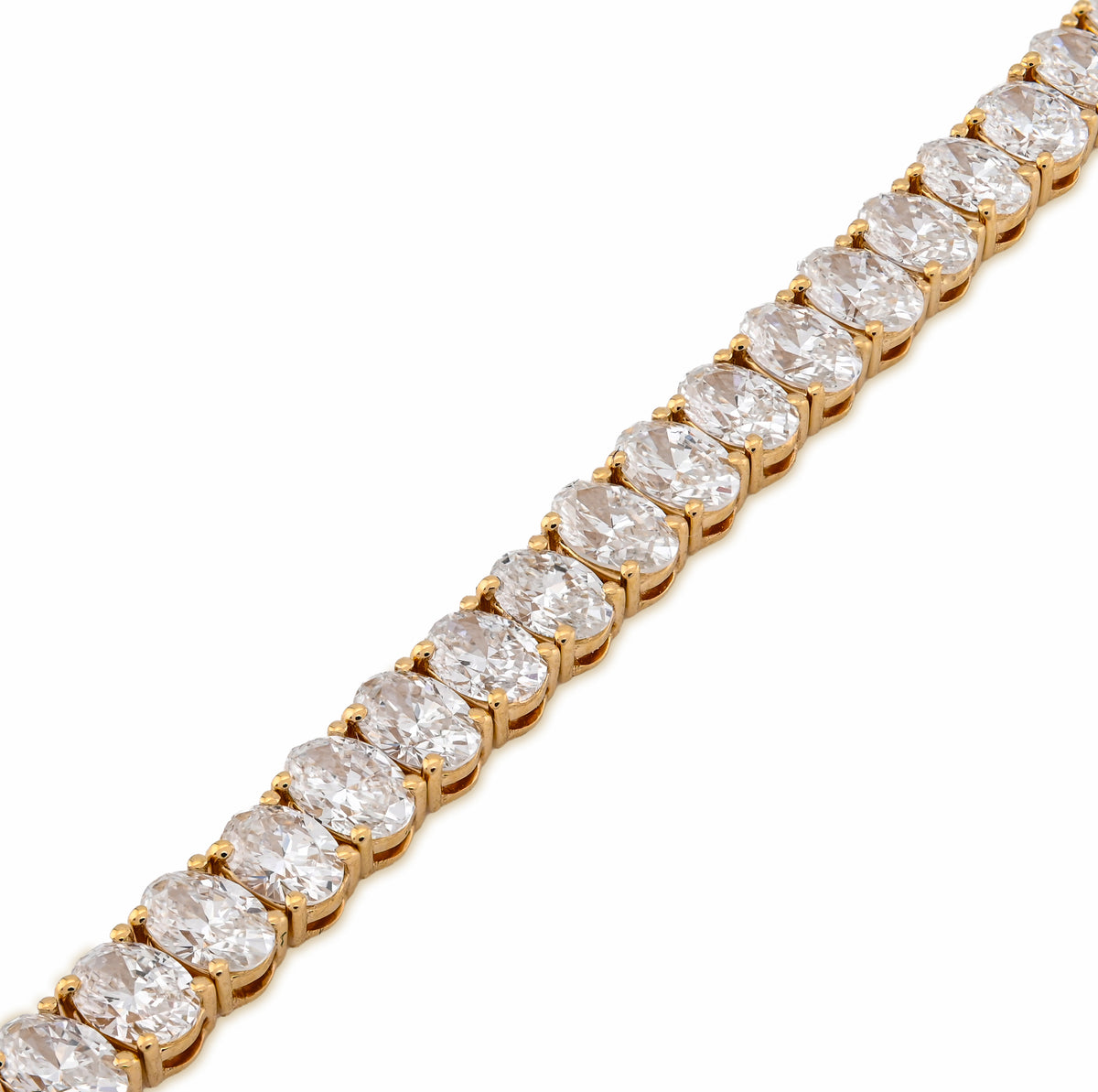 14K Yellow Gold 8.70CT Lab Oval Shape Diamond 7" 10.2g Men Women 4MM Tennis Bracelet — view 3