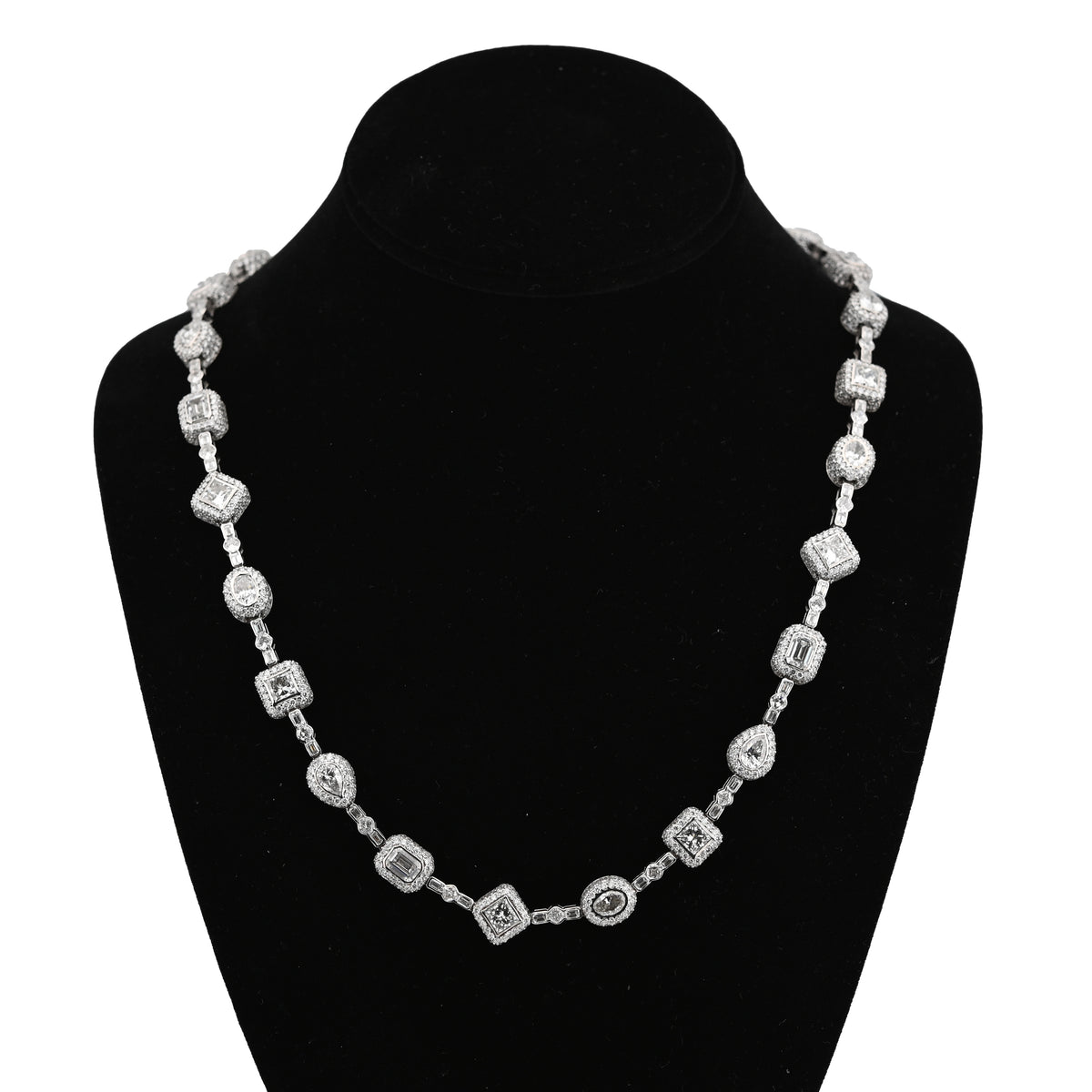 10K White Gold 58.02CT Lab Solitaire Diamond Chain Men Women — view 1