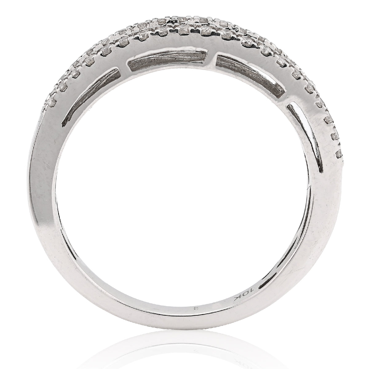 10K White Gold 0.50CT Natural Diamond Round/Baguette Women Band Ring — view 4