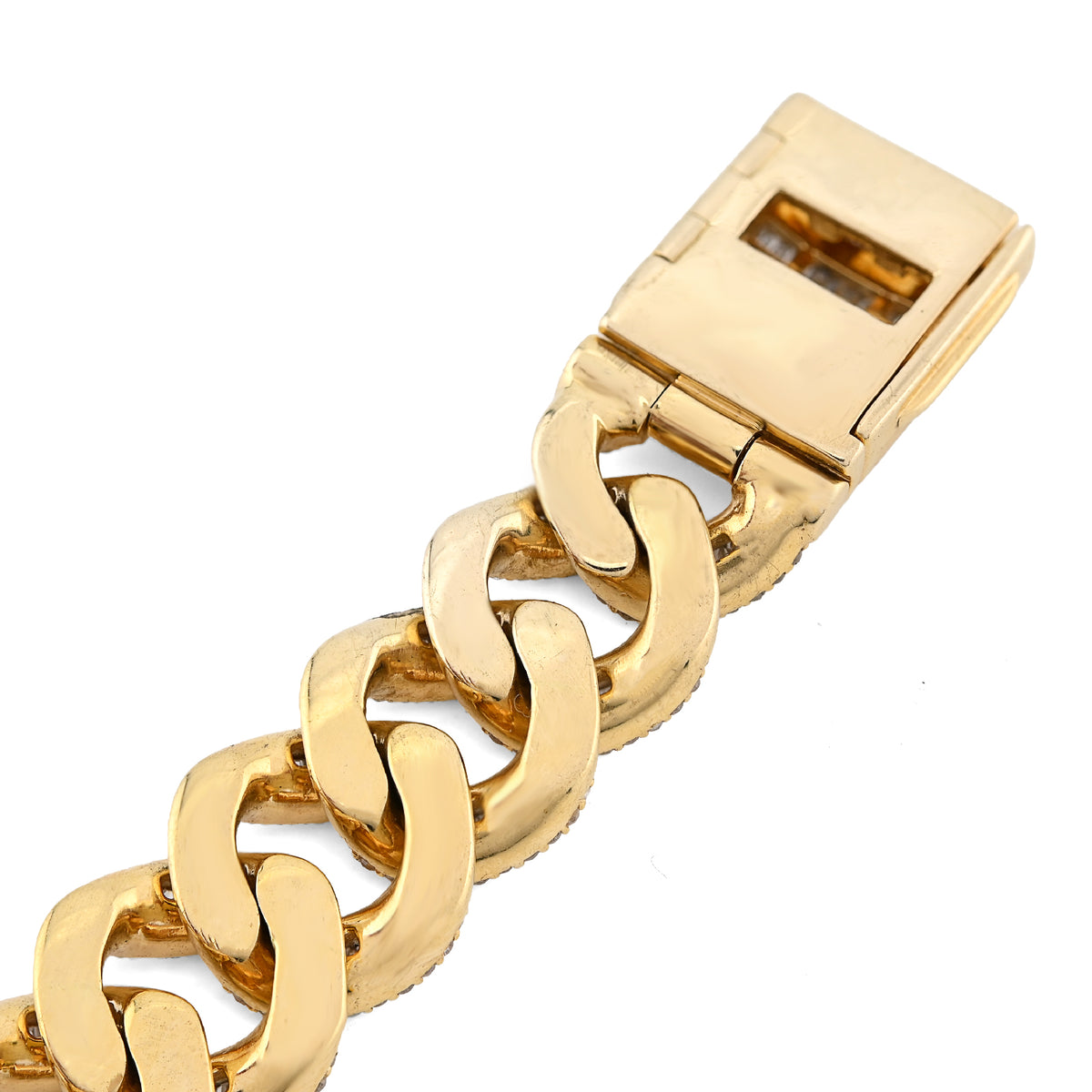 10K Yellow Gold 6.75 CT natural Diamond Round/Baguette 12MM Cuban Link Bracelet 49.4g Men 8"  — view 3