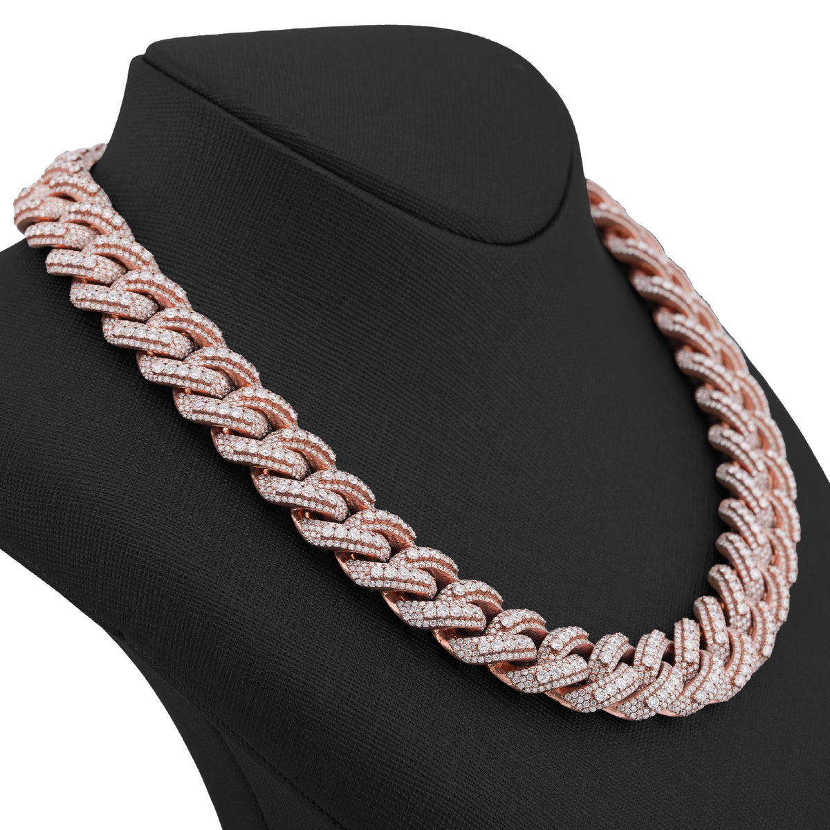 10K Rose Gold 60.58CT Round Cuban link natural Diamond 203 Grams Chain Men 15MM 22" Necklace — view 3
