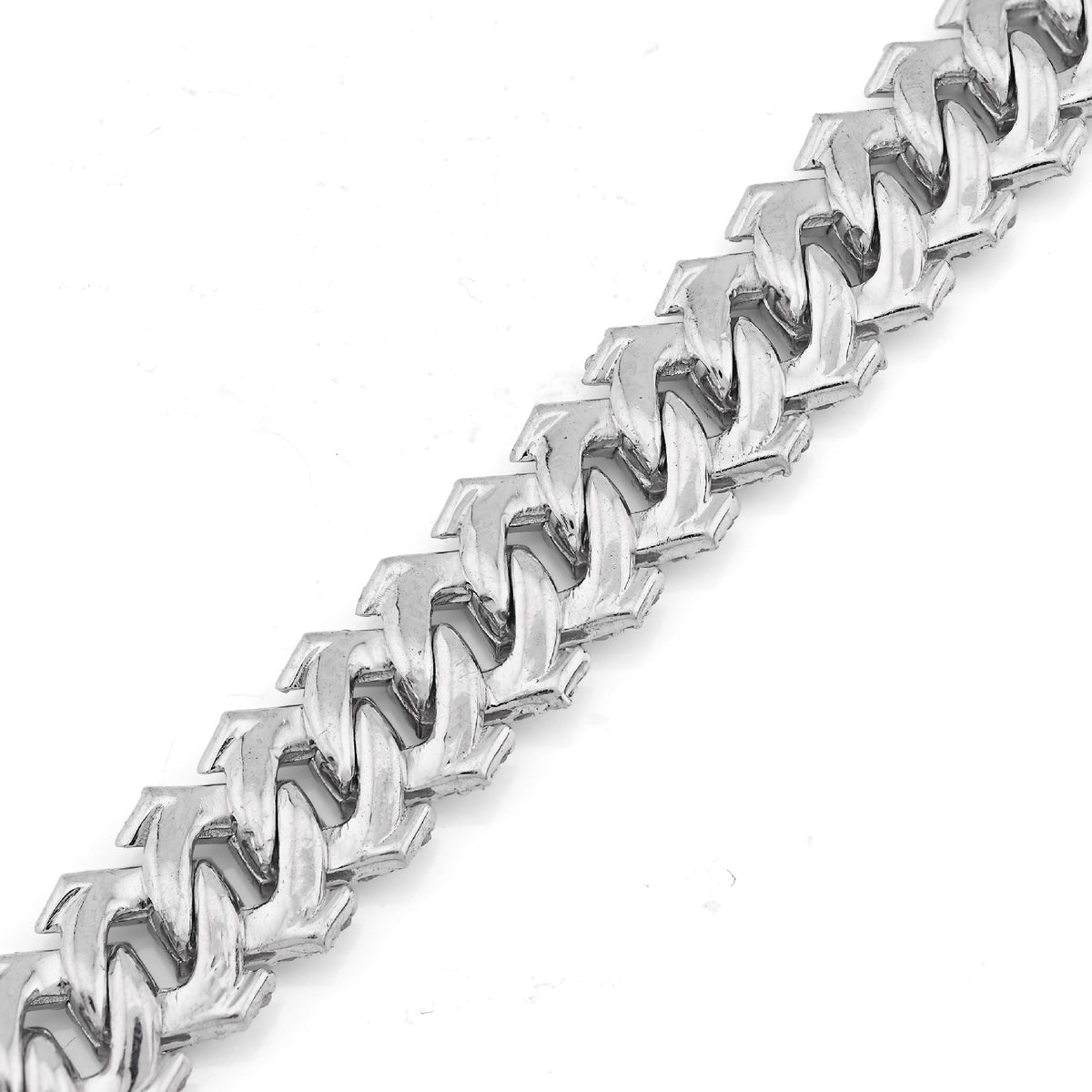 925 SS 4.2CT Natural Diamond Snake Cuban Link 8MM Mens 8" Bracelet 21.9g — view 6