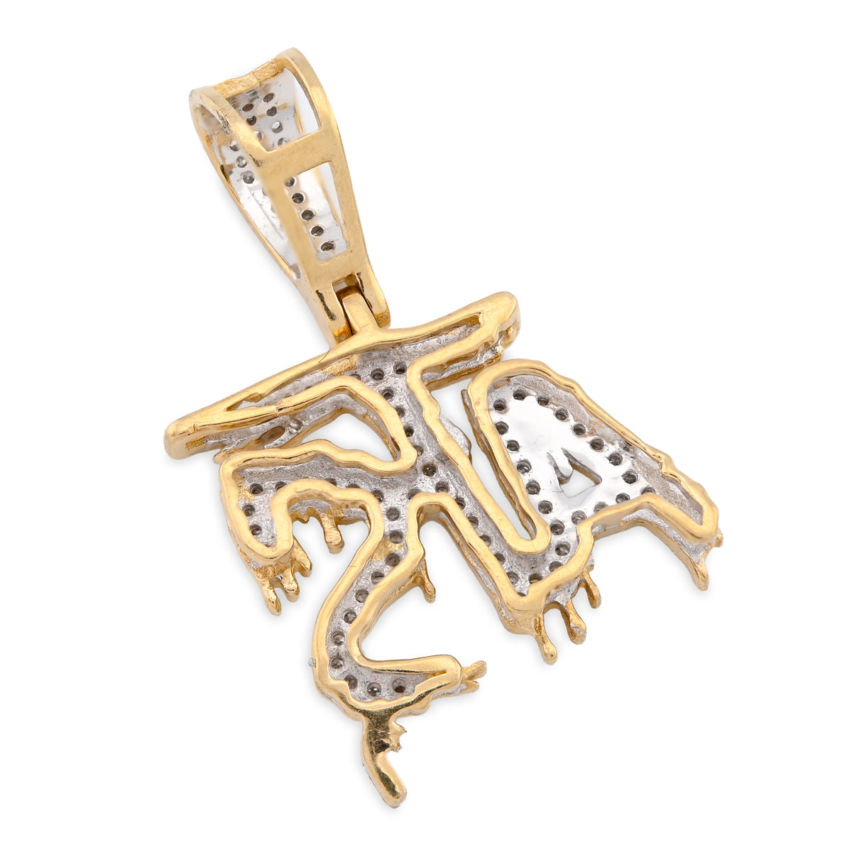 10K Yellow Gold 0.75CT Natural Diamond "ATS" Letter Pendant Men Women Charm — view 5