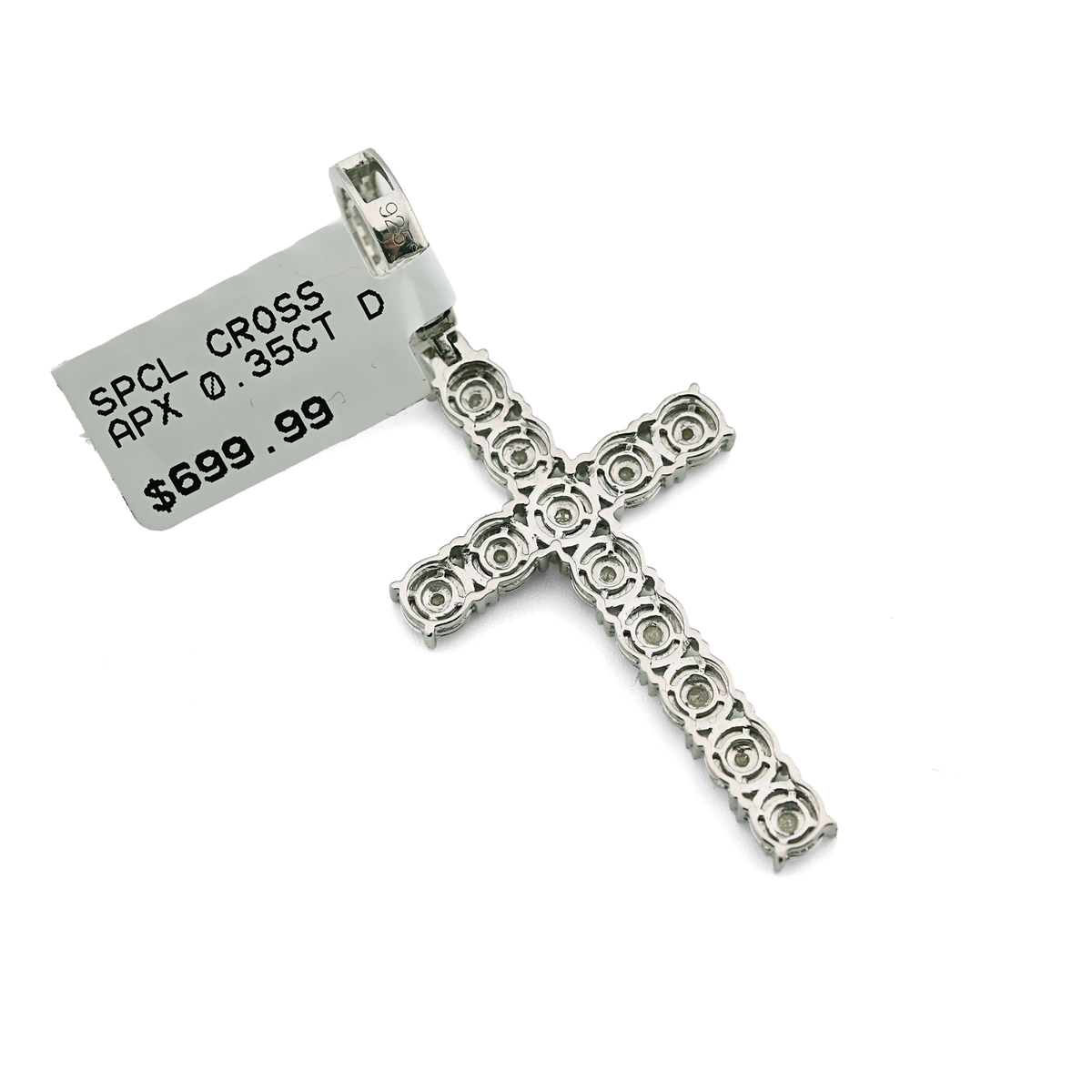 925 Natural Diamond 0.35CT Cross Pendant Men Women charm — view 2