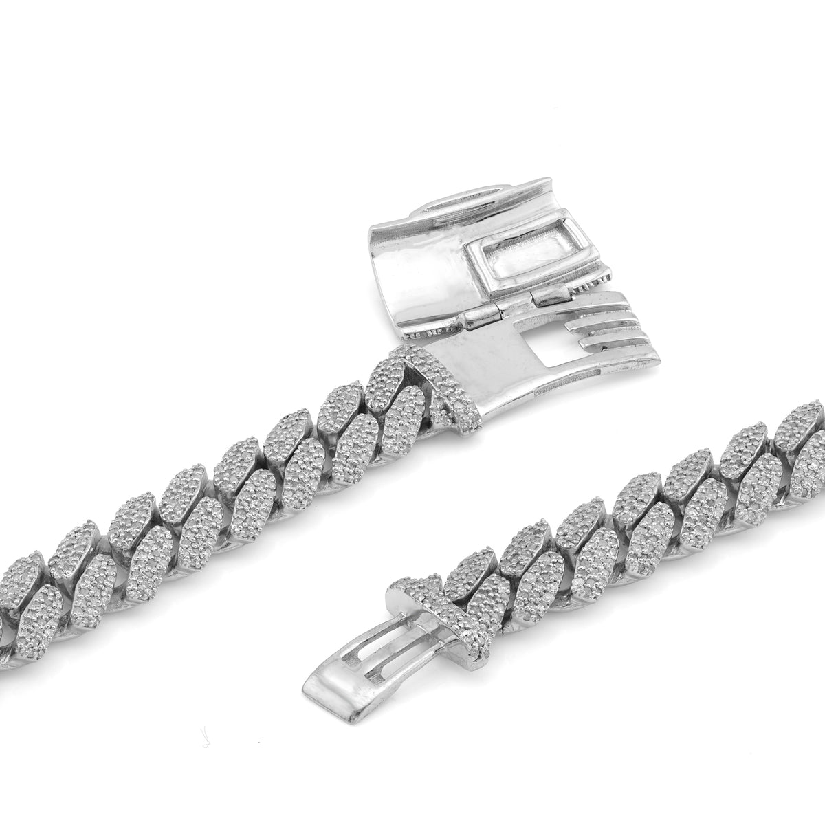 925 SS 8MM Cuban Link 8.125CT Natural Diamond 22" Chain Men Women Necklace — view 4