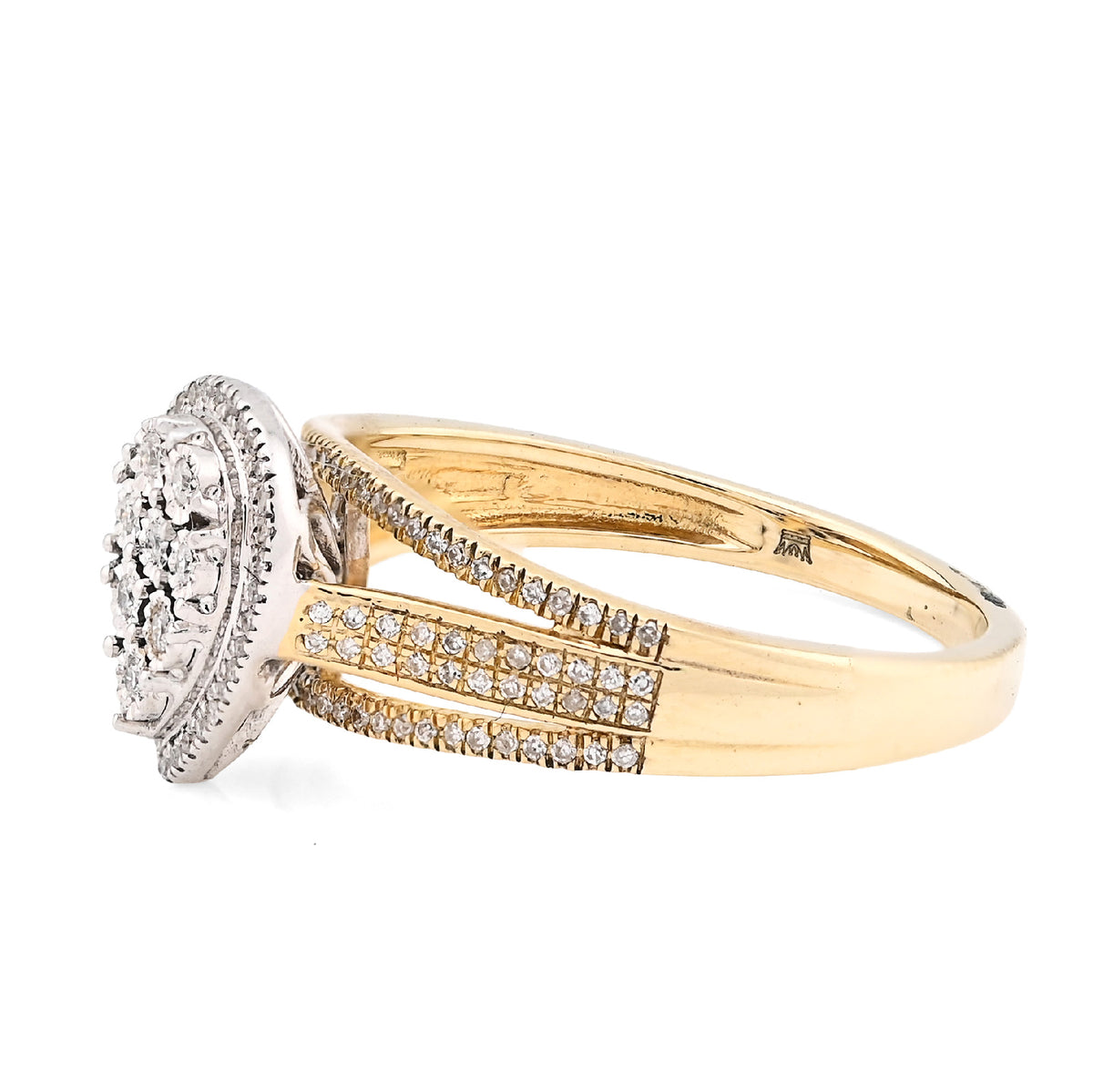 10K Yellow Gold 0.20CT Natural Diamond Teardrop Shape Illusion Women Ring — view 4