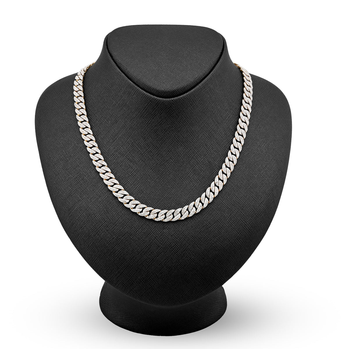 10K Yellow Gold 9 CT Natural Diamond Cuban Link Chain 8 MM Men 20" Necklace — view 10