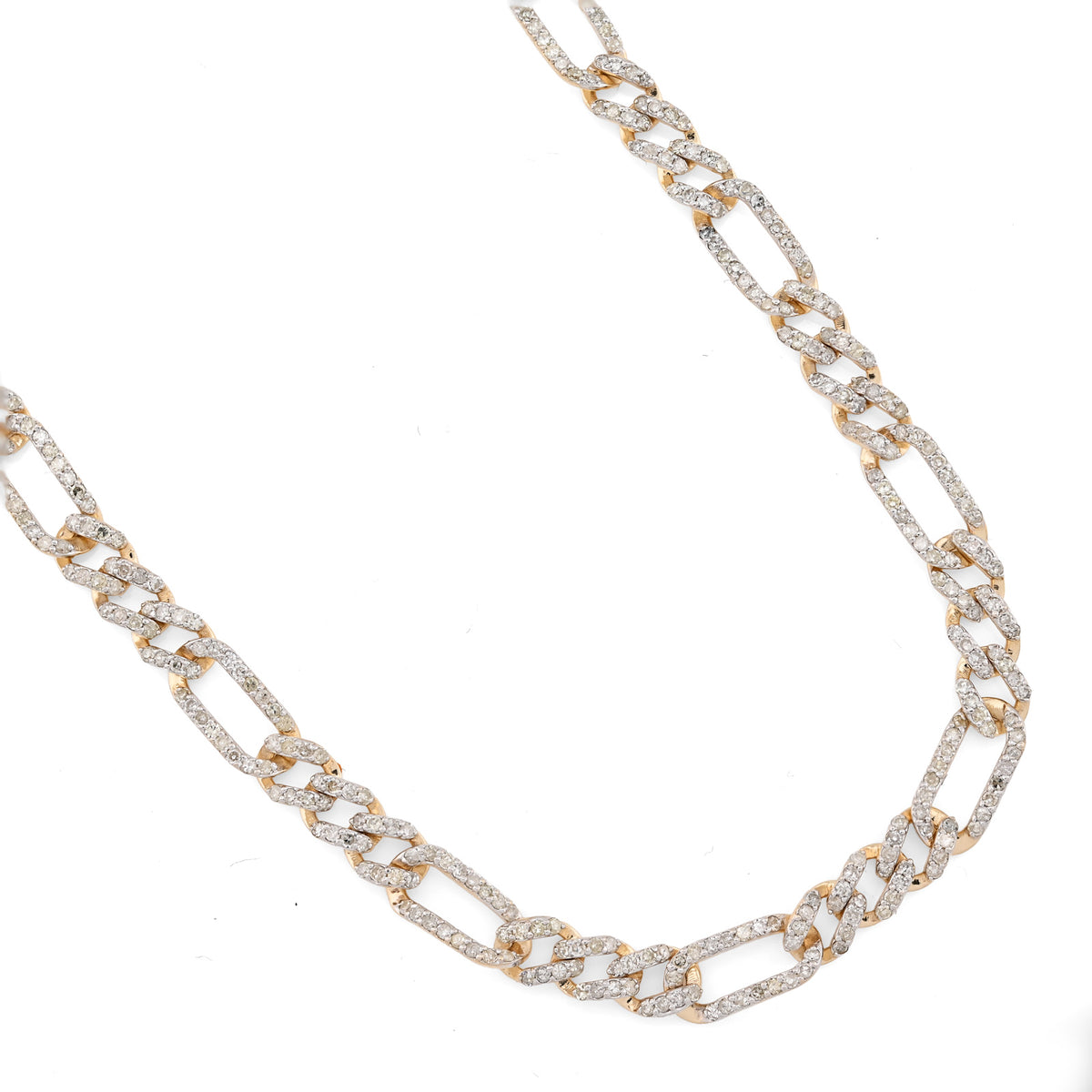 10K Yellow Gold 7.50 CT Natural Diamond 5.5 MM Figaro Chain 20" Men Women Necklace — view 5