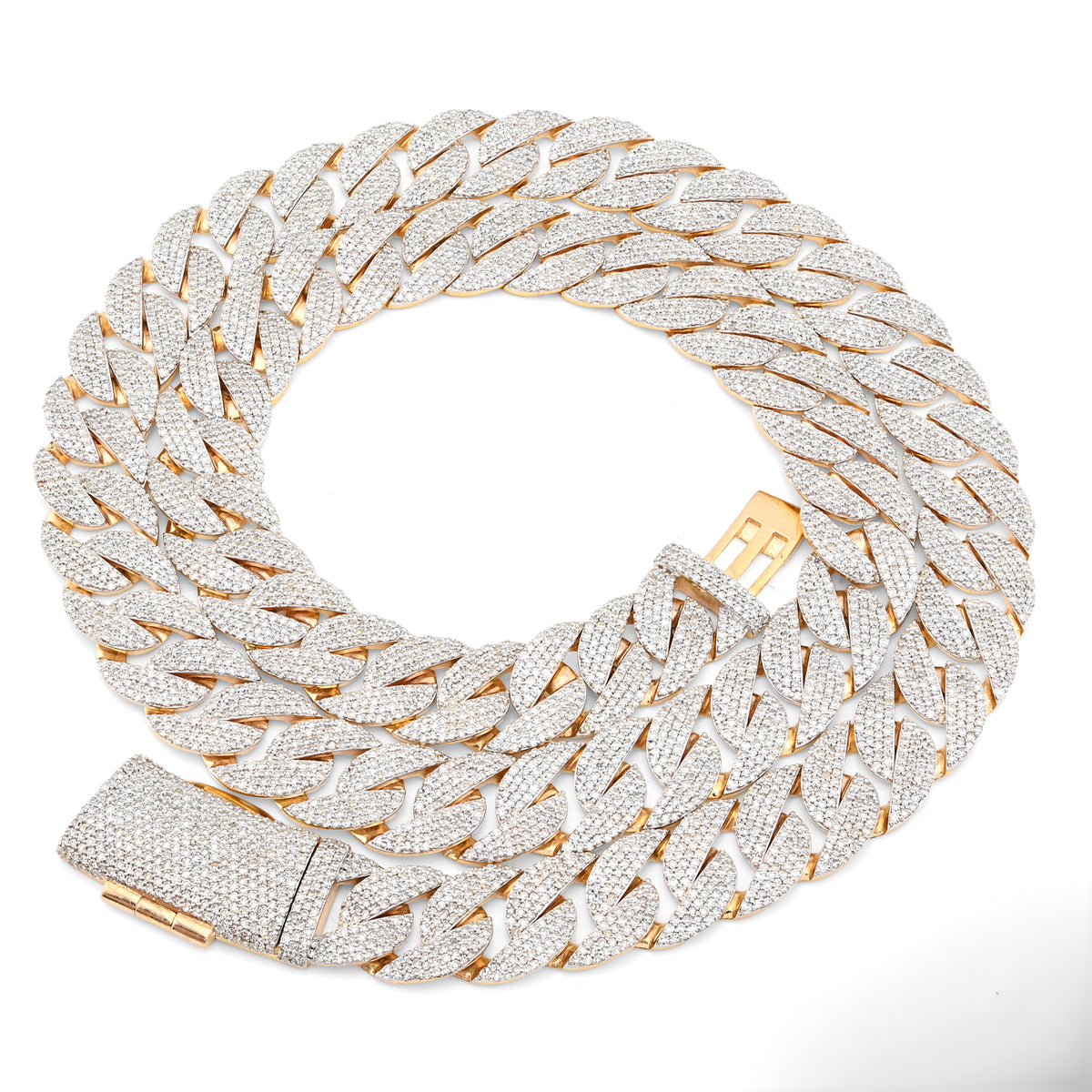 10K yellow Gold 20.05 CT Natural Diamond 12 MM Cuban Link Necklace 22" Men Chain 73.1 g — view 7
