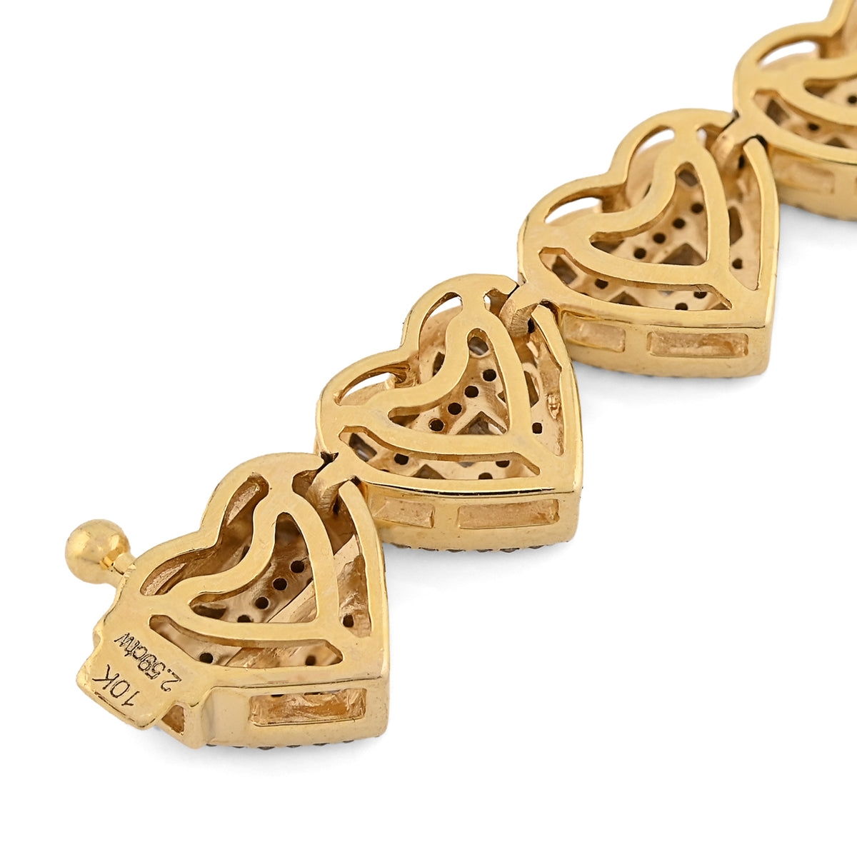10K Yellow Gold 2.59 Ct Natural Diamond Heart Shape 7.5MM Tennis Bracelet 7" Men Women 14.4g — view 6