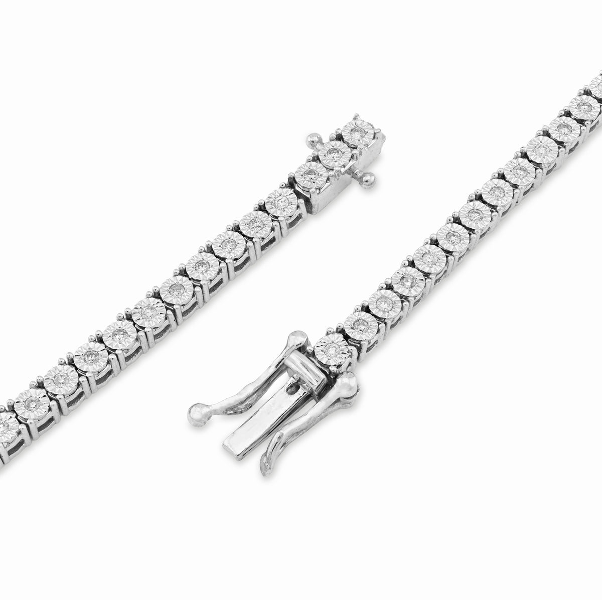 10K Rose/White 2 Tone Natural Diamond 4CT Round/Baguette 22" Tennis Chain 2.8MM Men Women Necklace — view 3