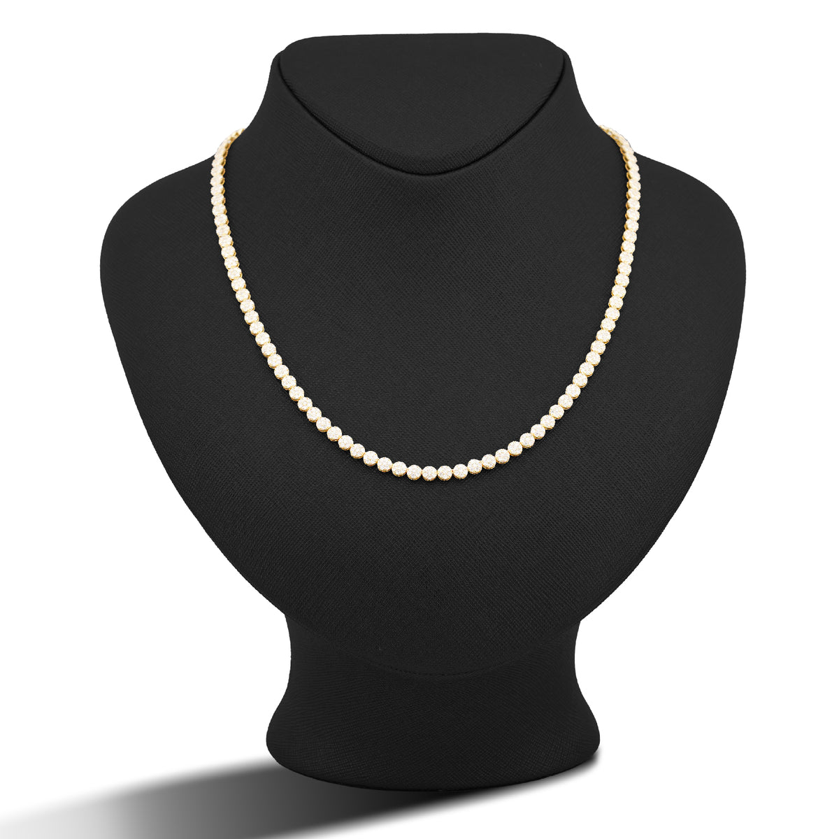 10K Yellow Gold 7CT Natural Diamond Flower Cluster Round 4MM 22" Men Women Necklace — view 2
