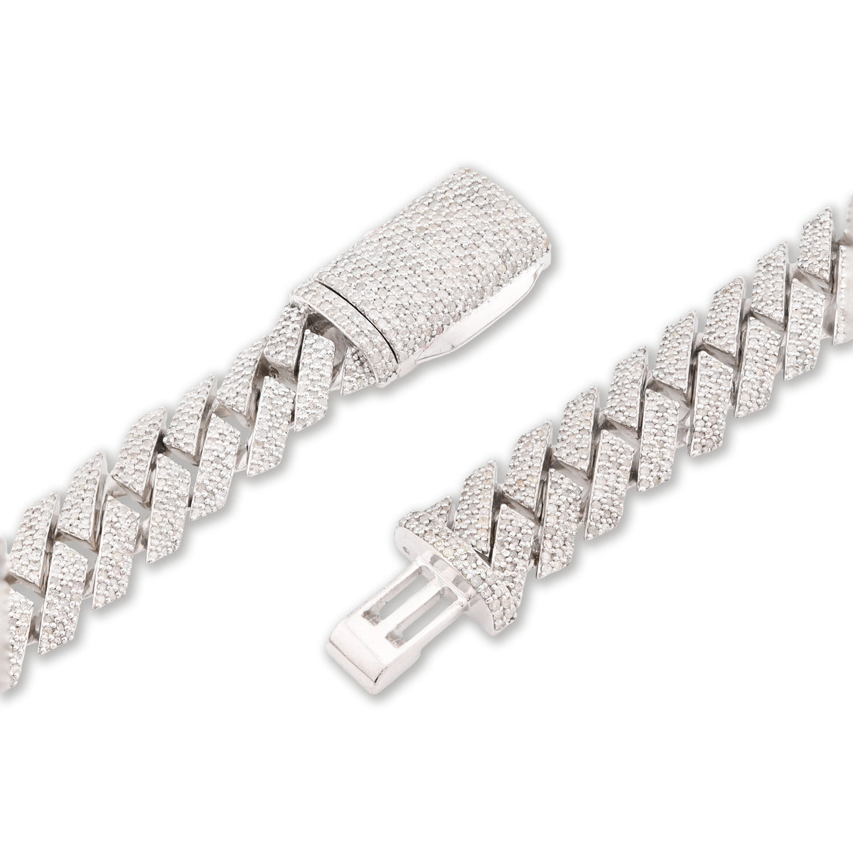 925 Sterling Silver 14.83 CT Natural Diamond 12 MM Snake Cuban Link Necklace 18" Men Chain 96.7 g — view 4