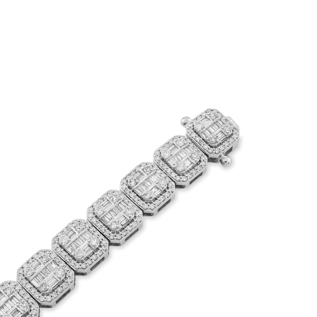10K White Gold 5.60CT natural Diamond Round/Baguette Tennis Bracelet 8" Men 8MM Women  — view 4