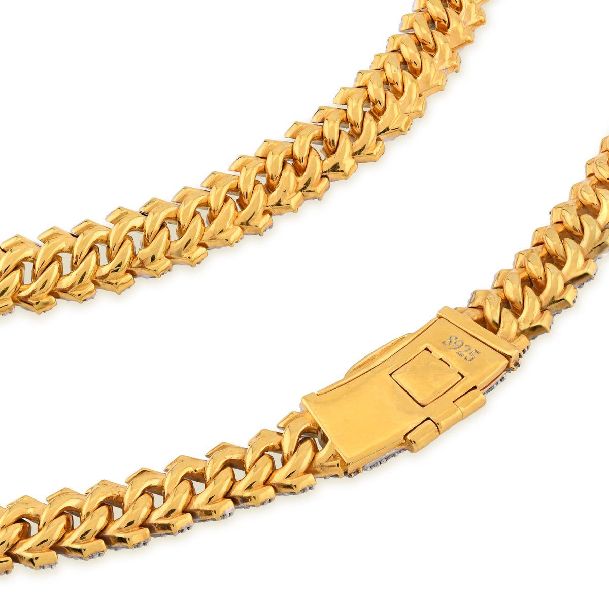 925 Yellow Silver 12.87CT 8MM Lab Diamond Snake Cuban Link Chain 21" Necklace — view 6