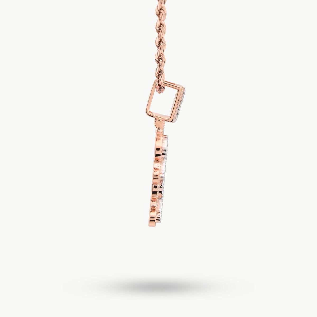 10K Rose Gold 1.12 CT Natural Diamond "BOSS LADY" Pendant Women 36 MM — view 7