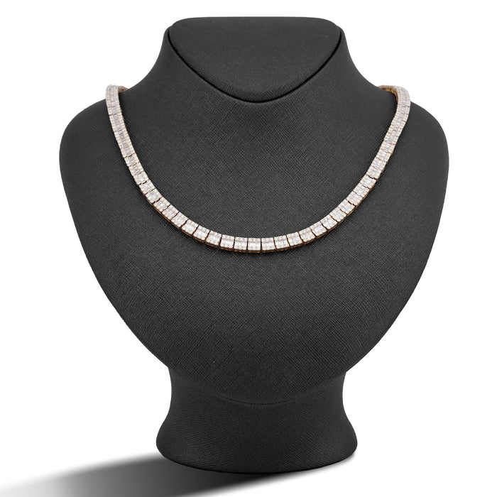 10K Yellow Gold Natural Diamond Round/Baguette Centre Row 22CT Tennis Chain 20" Men Necklace — view 1