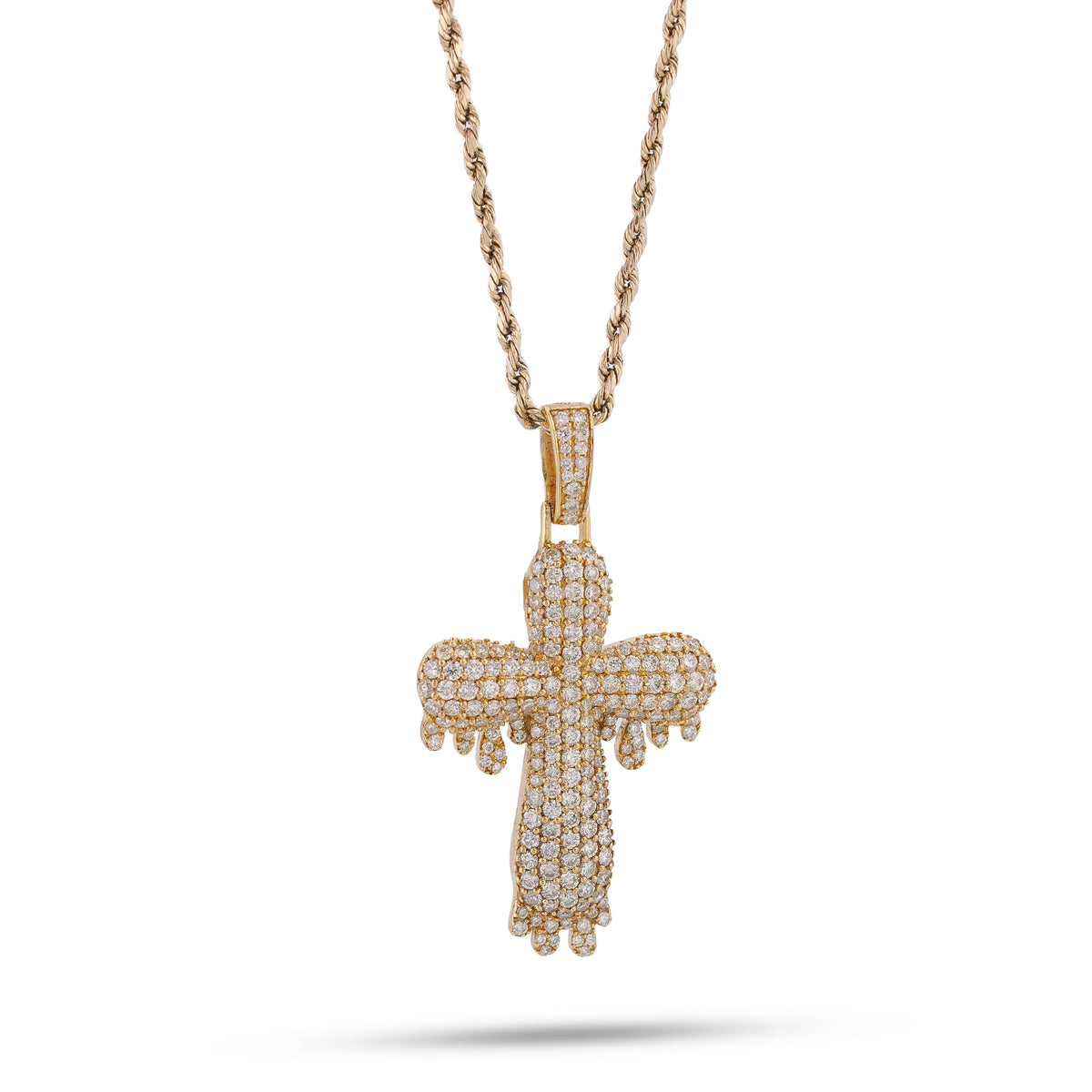 Cross Drip Pendant 10K 3.15ctw Natural Diamond Pendant Mens Womens Charm