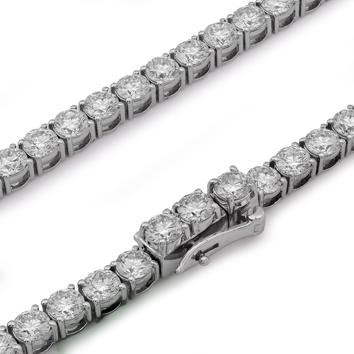 25 Pointer Tennis Chain 22.75CT Lab Diamond 925 Silver 18" men Women Necklace — view 7