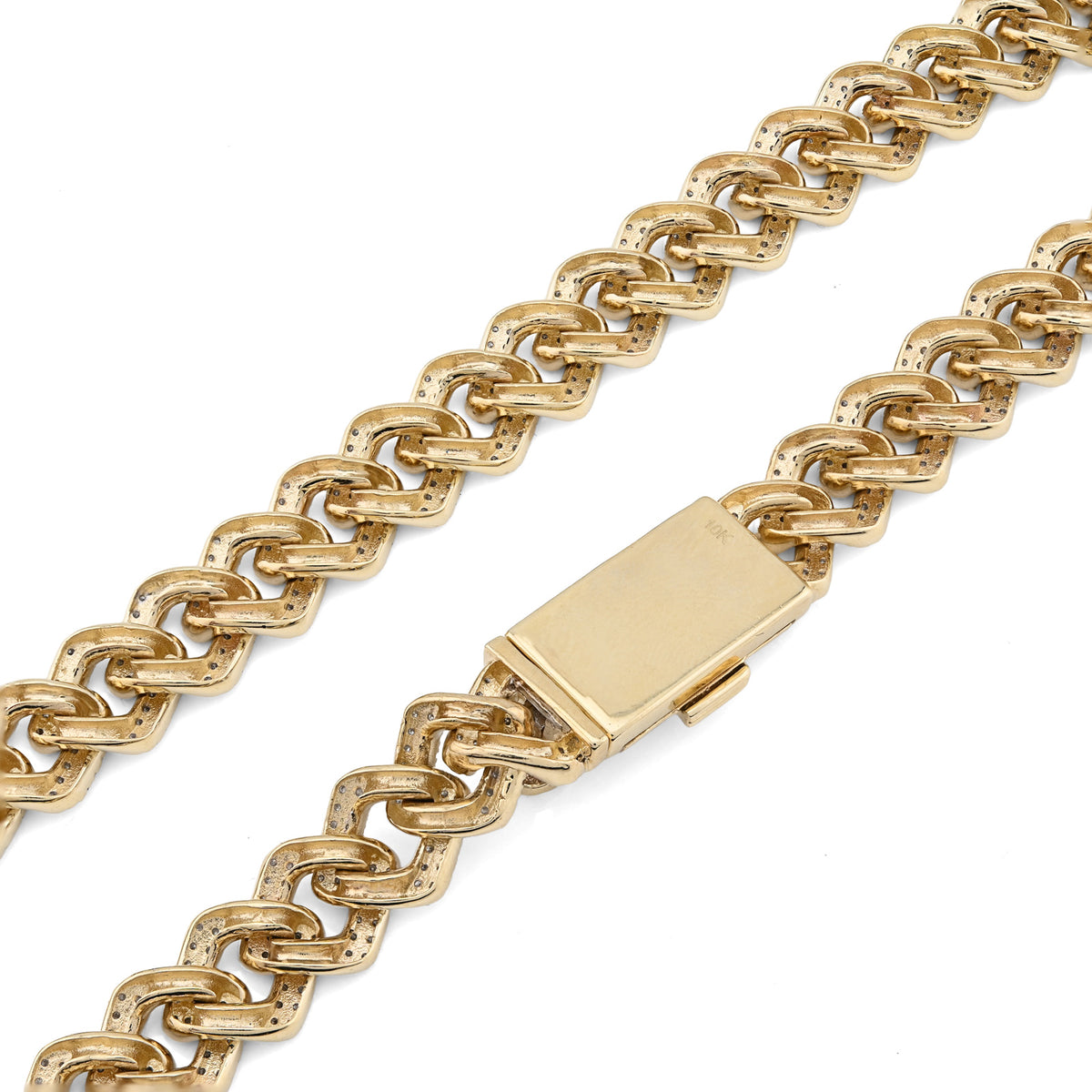 10K Yellow Gold 6.74 CT Natural Diamond 11 MM Cuban Link Chain 18" Men Necklace — view 5