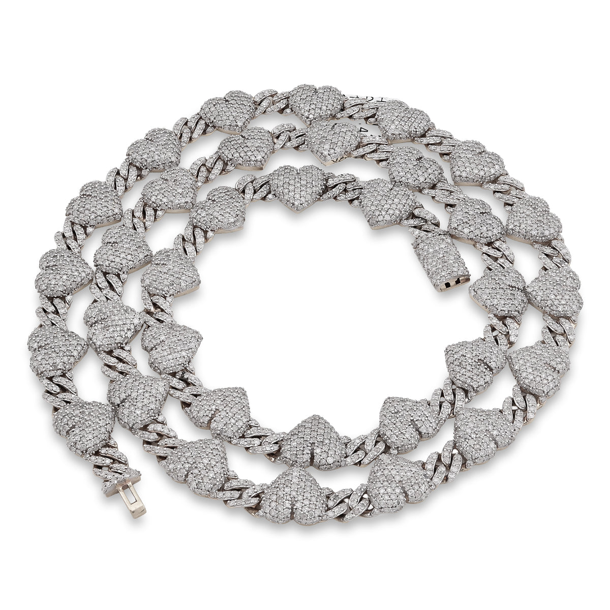 Heart Cuban Link Necklace 14CT Natural Diamond 10K Yellow Gold 20" Women Chain — view 3