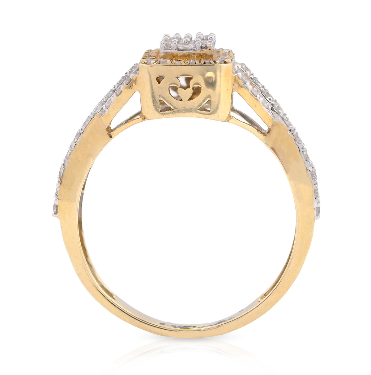 10K Yellow Gold 0.49CT Square Shape Round/Baguette Natural Diamond Women Ring — view 6