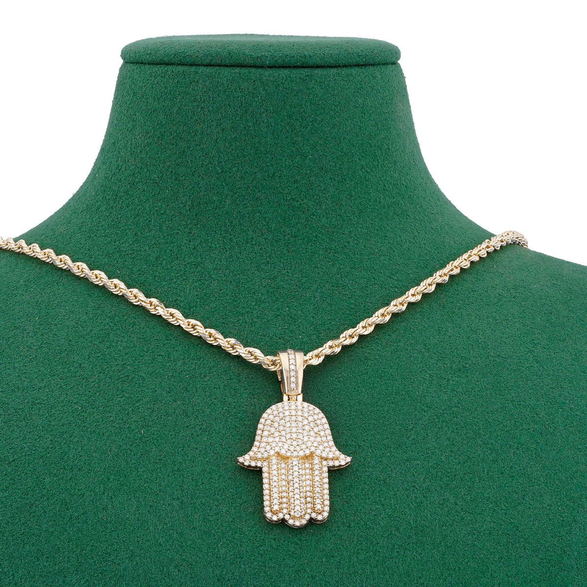 Hamsa Pendant Round 1.35ct Natural Diamond 10K Gold Men Women Charm