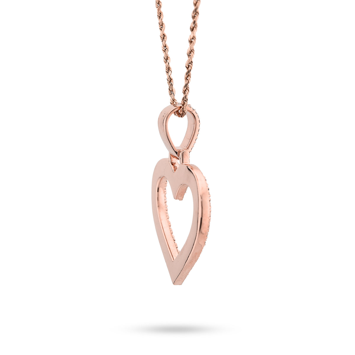 10K Rose Gold 1.5 CT Natural Diamond Heart Shape Pendant Illusion 54.7 MM Women Charm 19.8 g — view 4