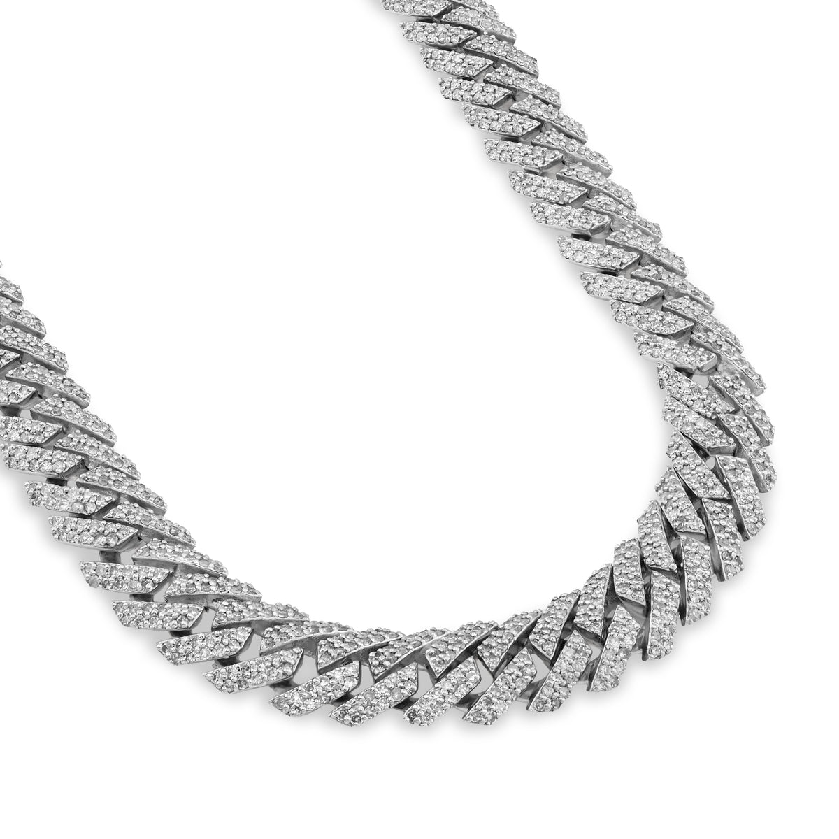 925 SS 9.7CT Natural Diamond Snake Cuban Link 8MM Chain Men Women 22" Necklace — view 3