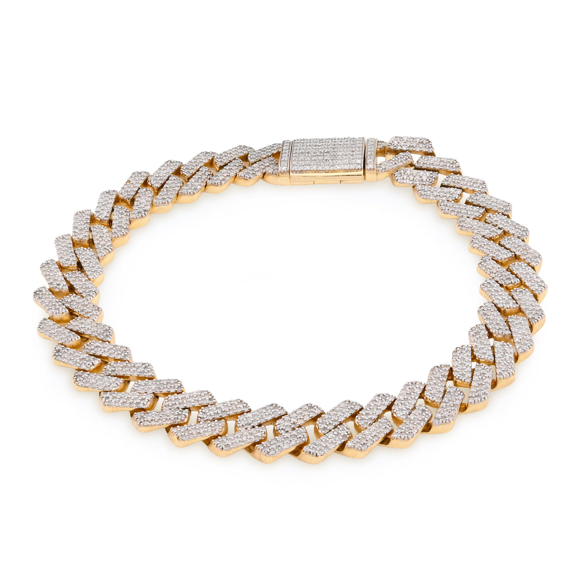 10K yellow Gold 3.64CT Natural Diamond 10MM Cuban Link Bracelet 8" Men Women 27.8g  — view 1