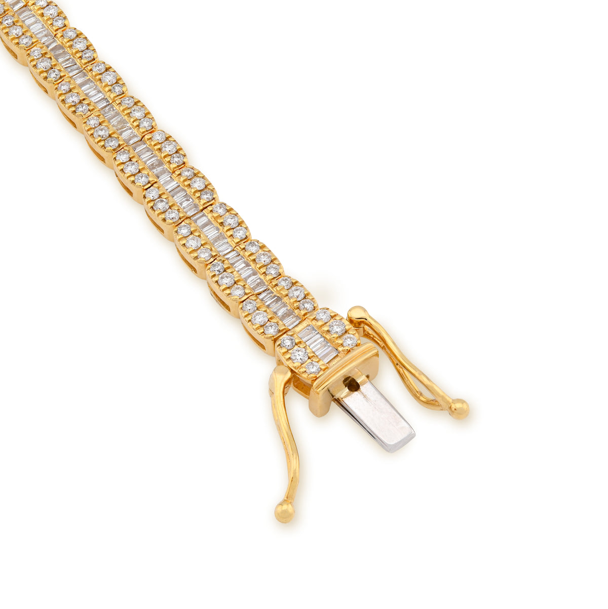 10K Yellow Gold 3.71CT natural Diamond Round/Baguette 5MM Tennis Bracelet 8" Men Women Bracelet — view 5