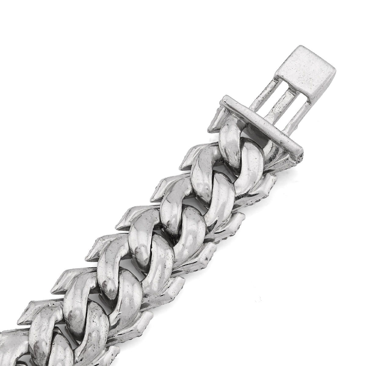 925 SS 7.23CT Natural Diamond Snake Cuban Link 12MM Mens 8" Bracelet 47.2g — view 8