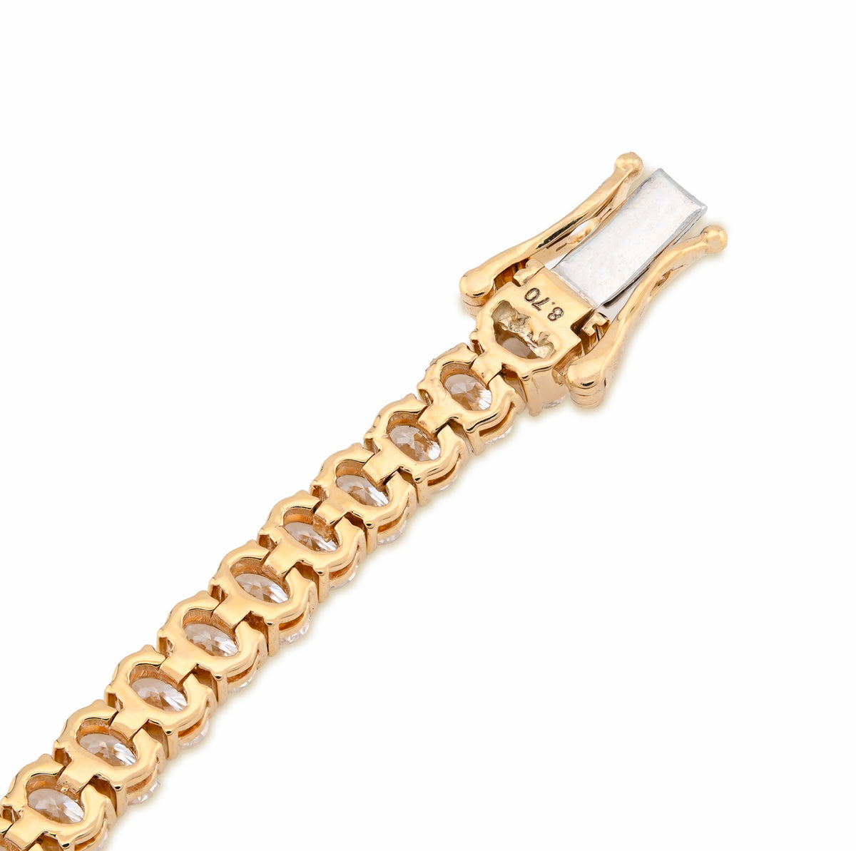 14K Yellow Gold 8.70CT Lab Oval Shape Diamond 7" 10.2g Men Women 4MM Tennis Bracelet — view 8